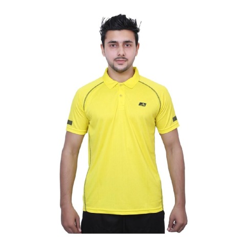 1 - Vector X Men's Polo Neck T Shirt (VTD 550),  Yellow  Medium 