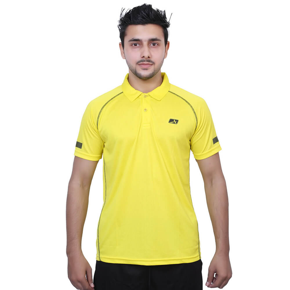 1 - Vector X Men's Polo Neck T Shirt (VTD 550),  Yellow  Medium 