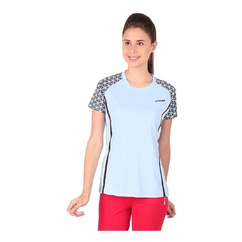 1 - Vector X Printed Women's Round Neck T Shirt  (VTDF 005),  Aqua  Large 