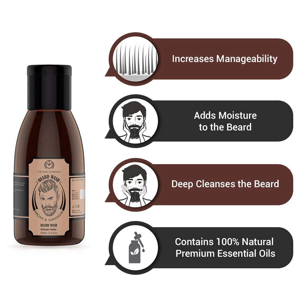 3 - The Man Company Beard Wash,  100 ml  Argan & Geranium 