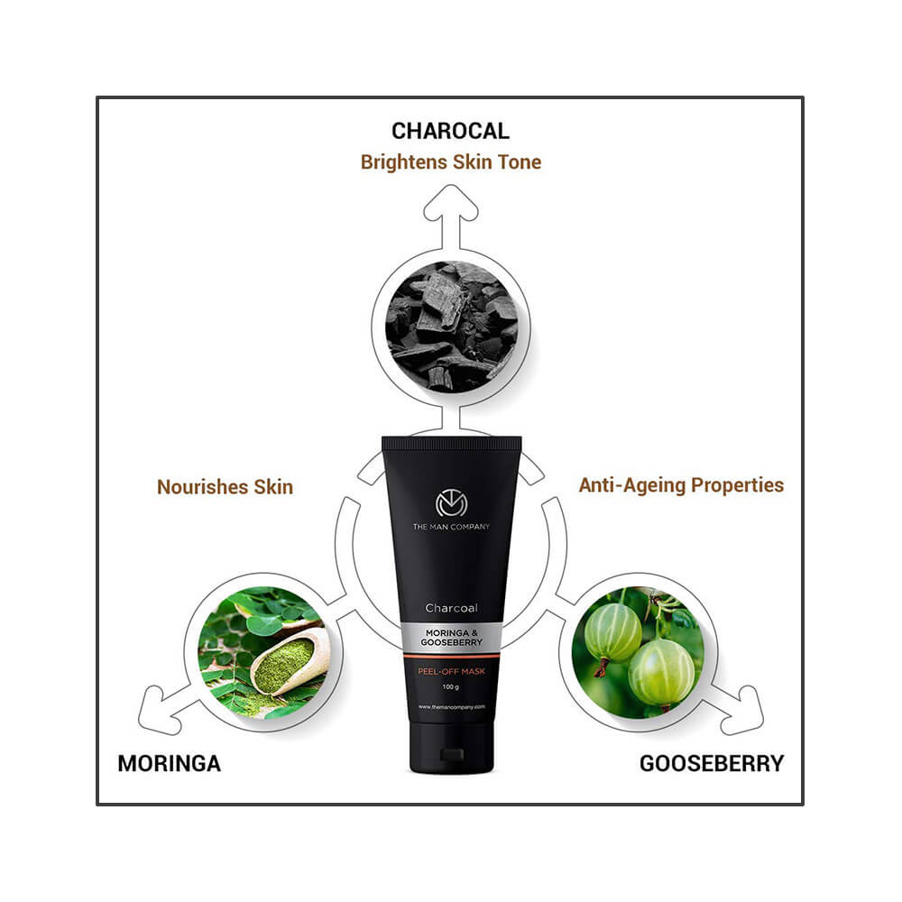 1 - The Man Company Charcoal Peel Off Mask,  100 g  Moringa & Gooseberry 
