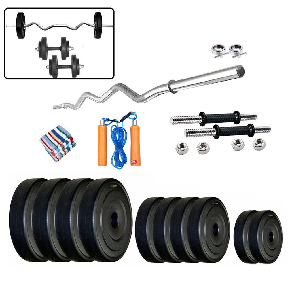 Home Gym Set Rubber Plates Dumbells Rods Gloves Gripper