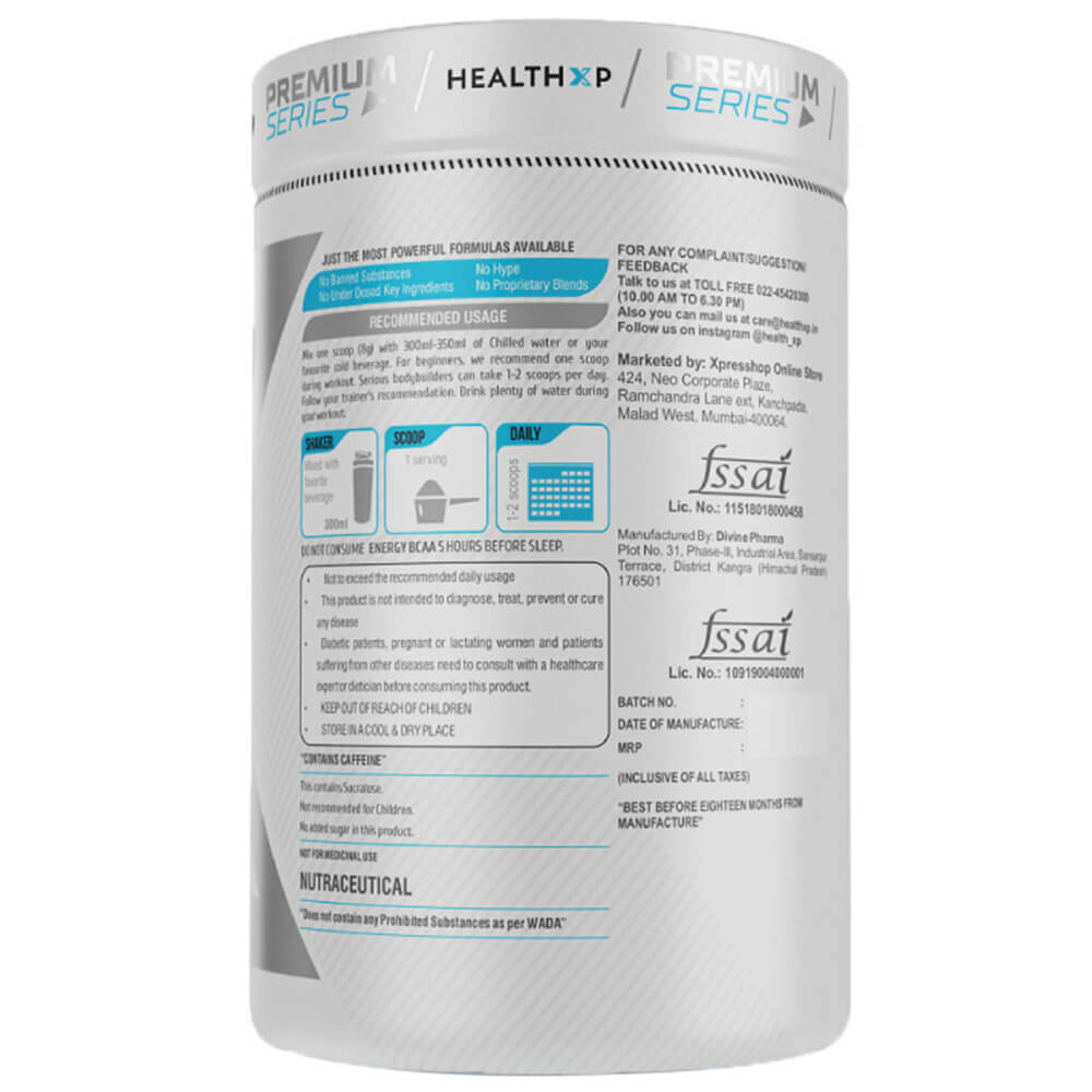 back - HealthXP Premium Series Energy BCAA,  1.1 lb  Orange 