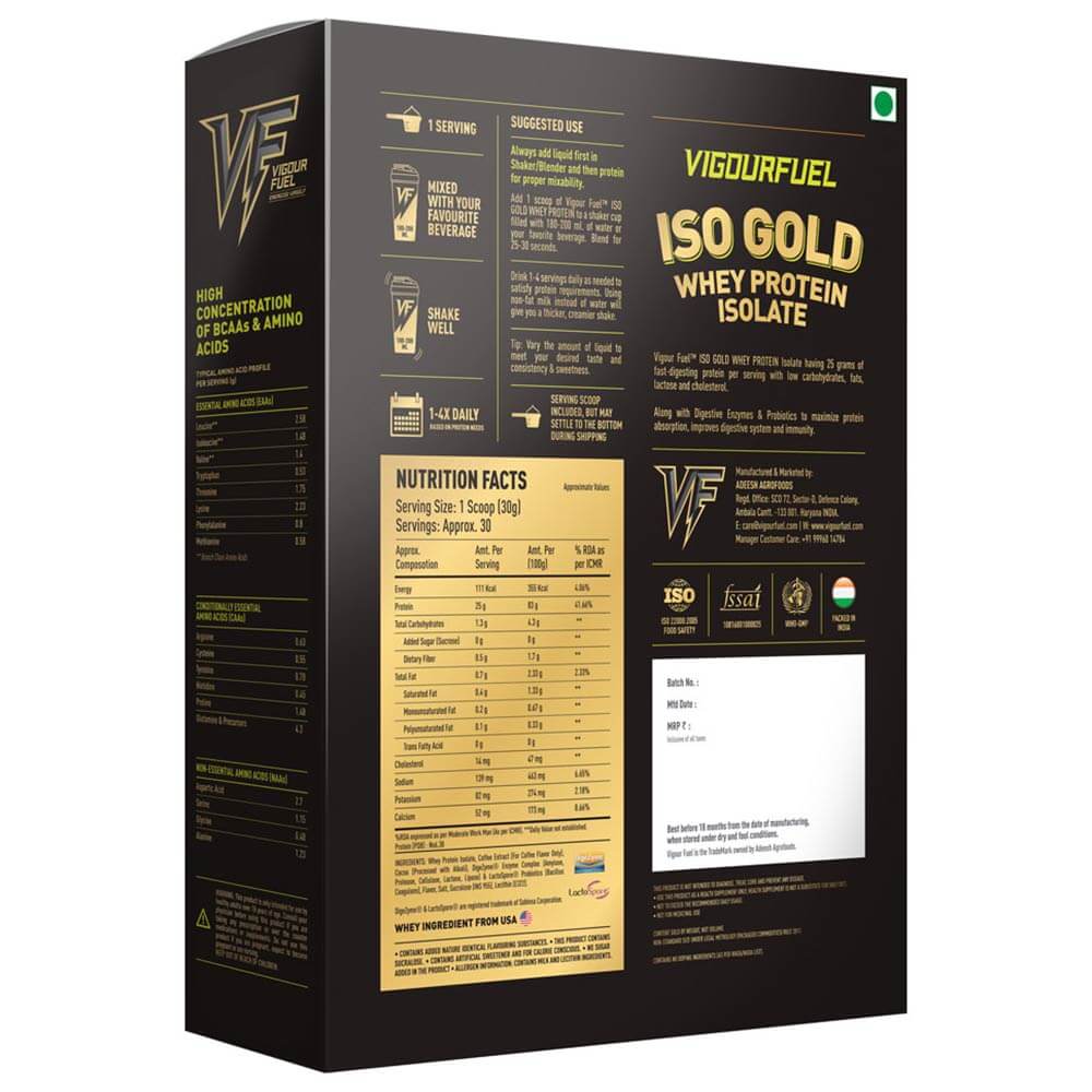 supplementinfo - Vigour Fuel Iso Gold Whey Protein Isolate,  2 lb  Dutch Chocolate 