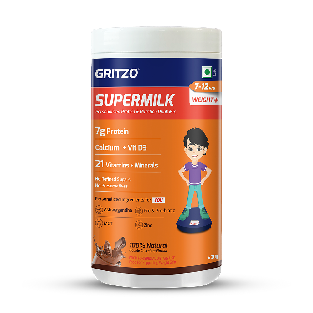 Supermilk Weight+ for Boy/Girl 7 to 12 years,  400 g  Double Chocolate  7-12 Yrs  Boy/Girl  Weight+ 