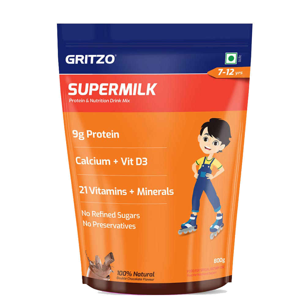 8 - Supermilk Overall Growth for Boy 7 to 12 years,  800 g  Double Chocolate  7-12 Yrs  Boy  Overall Growth  With Unrefined Sugar 