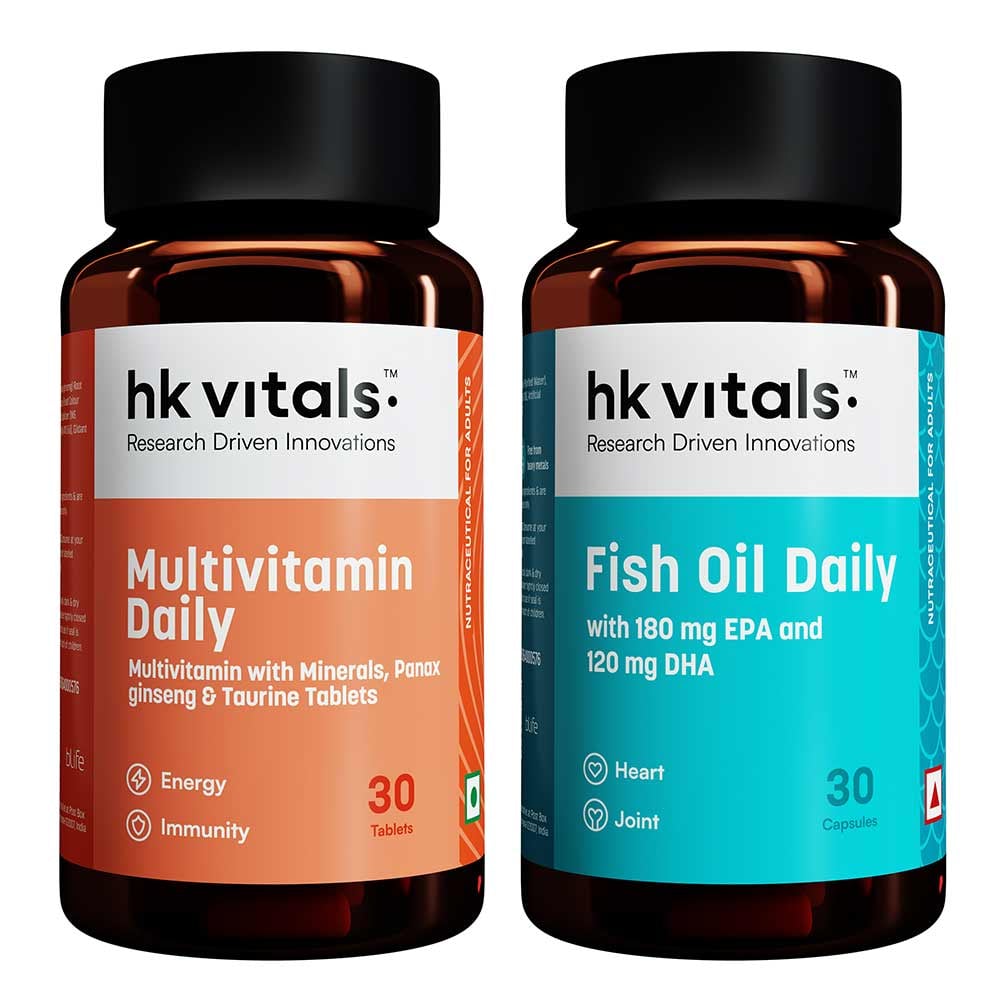 4 - HK Vitals Assorted Multivitamin - Fish Oil (30N tabs+ 30N Softgel caps), 2 Piece(s)/Pack