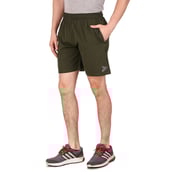 Fitinc N S Lycra Shorts with Both Side Safety Zippered Pockets, Small Mud Green