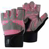 Fitsy Gym Gloves with Wrist Support for Women,  Pink  Medium 