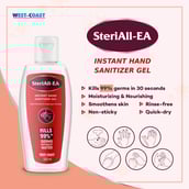 1 - West Coast SteriAll-EA Instant Hand Sanitizer Gel, Fragrance Free 200 ml Kills 99% Germs without Water (Pack of 4)