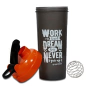 2 - Greenbee Work Dream Never Protein Shaker, Black with Orange Cap 700 ml
