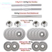 Fitsy Chrome Dumbbell Set (AR2484),  Silver  15 kg 