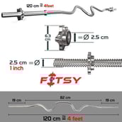 2 - Fitsy Super Curl Bar - 120cm,  Silver 
