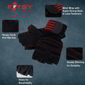 2 - Fitsy Weight Lifting Gloves with Wrist Support Strap,  Red  Large 