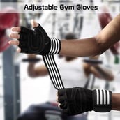 Fitsy Weight Lifting Gloves with Wrist Support Strap,  White  Large 