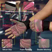 2 - Fitsy Gym Gloves with Wrist Support for Women,  Pink  Medium 