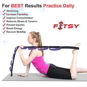 1 - Fitsy Yoga Stretch Strap,  Black and Blue  78 inches 