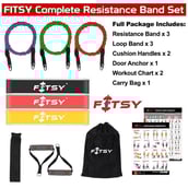 4 - Fitsy Toning Tube and Band Set (AR1886-AR2529),  Multicolor  12 PCS 
