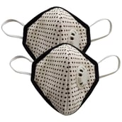 MASKS4U Boys 8-14yrs Nuqta Breatheasy Premium Mask Pack of 2,  Ivory & Black 