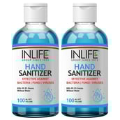 INLIFE Hand Sanitizer with 70% Alcohol Based,  Fragrance Free  100 ml  Germ Protection, Anti-Bacterial (Pack of 2) 