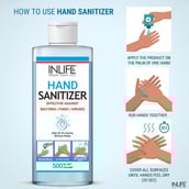 2 - INLIFE Hand Sanitizer with 70% Alcohol Based,  Fragrance Free  500 ml  Germ Protection, Anti-Bacterial (Pack of 2) 