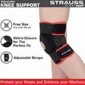 Strauss Adjustable Knee Support Patella,  Black  Free Size 