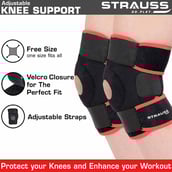 Strauss Adjustable Knee Support Patella, Pair (Black) Free Size