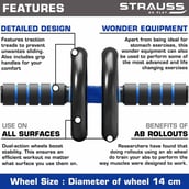 4 - Strauss Double Wheel Ab Exerciser with Knee Pad,  Blue  Free Size 