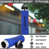 3 - Strauss Spark Stainless Steel Bottle,  Rubber Finish Blue  750 ml 