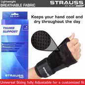 5 - Strauss Thumb Support with Wrist Wrap,  Black  Free Size 