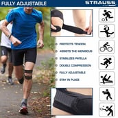 4 - Strauss Dual Strap Knee Support,  Black  Free Size 