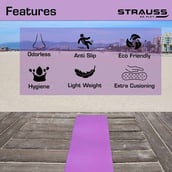 Strauss PE Eco Friendly Yoga Mat,  Purple  6 mm 