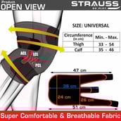 3 - Strauss Adjustable Knee Support,  Black  Free Size 