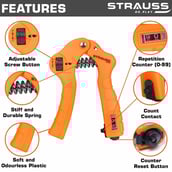 1 - Strauss Adjustable Hand Grip Strengthener with Counter, Orange