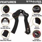 1 - Strauss Adjustable Hand Grip Strengthener with Counter,  Black 
