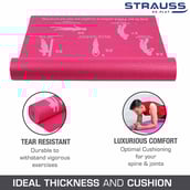 1 - Strauss Yoga Mat Yogasana,  Pink  4 mm 