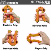 2 - Strauss Adjustable Hand Grip Strengthener with Counter, Orange