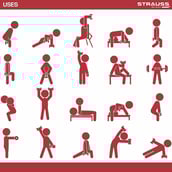 4 - Strauss Vinyl Dumbbell,  Red (Pair)  1 kg 