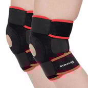 Strauss Adjustable Knee Support Patella, Pair (Black) Free Size