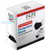 3 - INLIFE E95 4 Layer Protection Mask,  Black (Pack of 5) Medium 