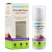 Front - Mamaearth Overnight Repair Night Cream,  50 ml  with Collagen, Saffron & Daisy Flower for Brightening & Firming 