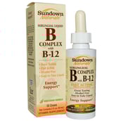 Sundown Naturals Sublingual Liquid B Complex with B-12,  59 ml  Unflavoured 