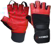 KOBO Gym Gloves (WTG-02),  Red & Black  Large 