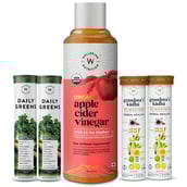 Wellbeing Nutrition Apple Cider Vinegar 2x Daily Greens 2x Grandma's Kadha Combo, 5 Piece(s)/Pack Natural