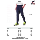 7 - Fitinc NS Lycra Trackpant with Both Side Zip Pockets,  Navy Blue  Large 