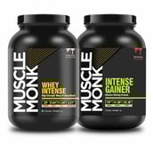 1 - Muscle Monk Combo of Intense Whey with 1KG Intense Mass Gainer Royal Chocolate,  2.2 lb  Creamy Vanilla 