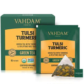 3 - VAHDAM Tulsi Turmeric Green Tea,  15 Piece(s)/Pack  Natural 