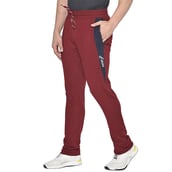 2 - Fitinc Striped Slim Fit Cotton Trackpant for Men, Wine XXL