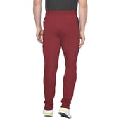 4 - Fitinc Striped Slim Fit Cotton Trackpant for Men,  Wine  Medium 