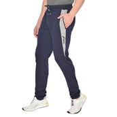 2 - Fitinc Striped Slim Fit Cotton Trackpant for Men, Navy Blue XL